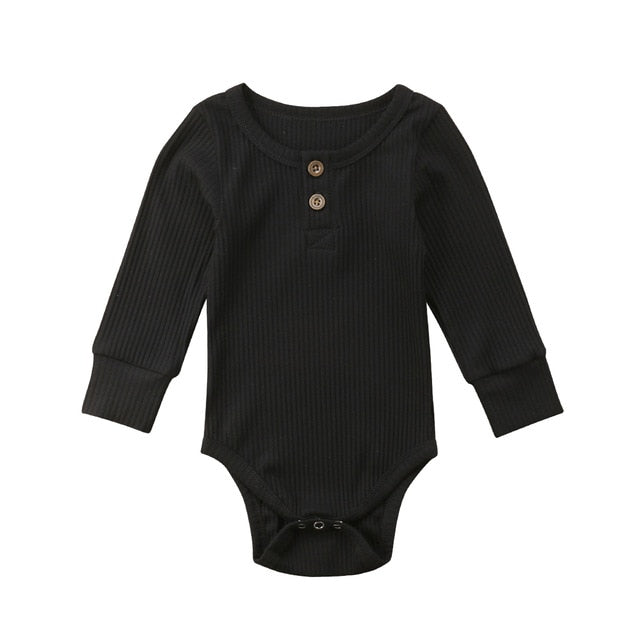 Ribbed Button Bodysuit | Black